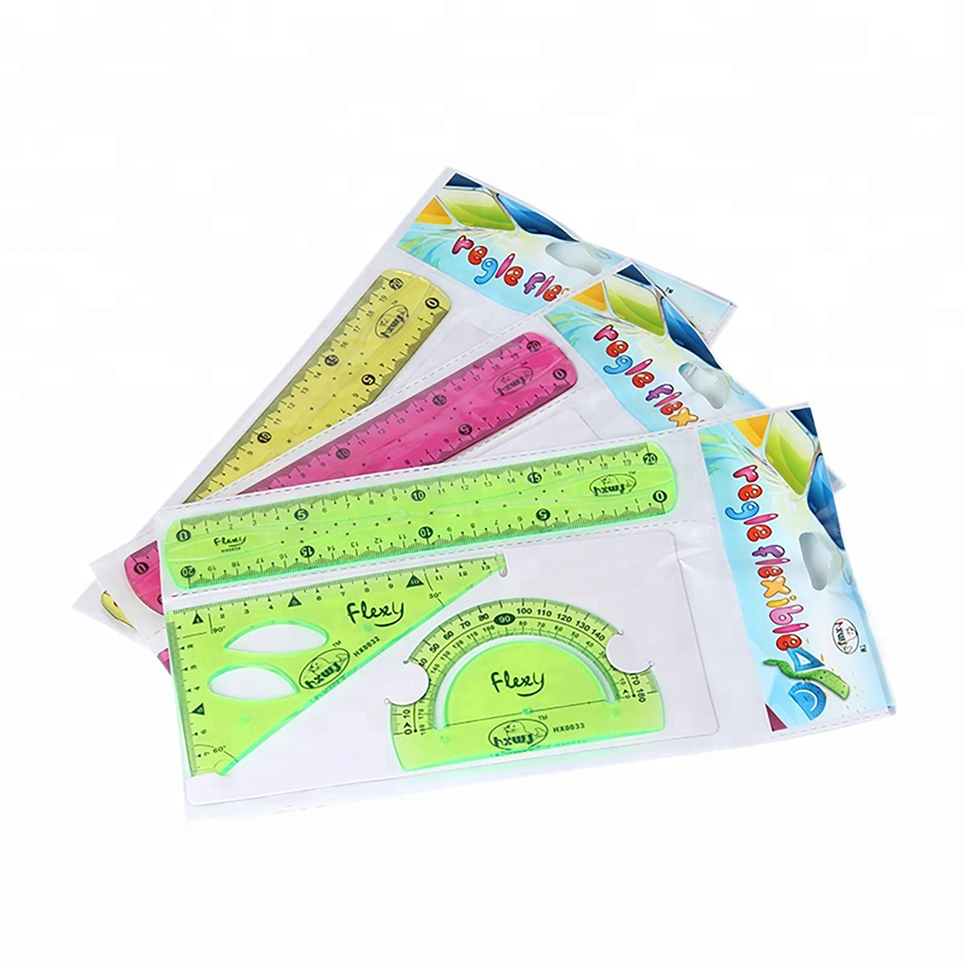 Custom Logo Flexible PVC Professional Math Geometry Ruler Set