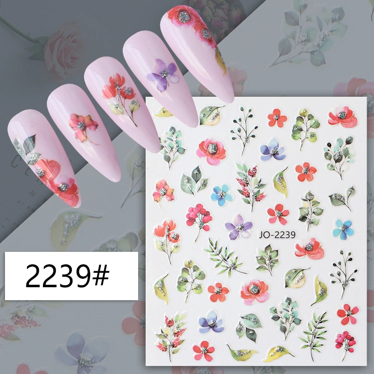 Floral Butterfly Adhesive Leaves Spring Summer Flowers Nail Stickers for Acrylic Nails Tips