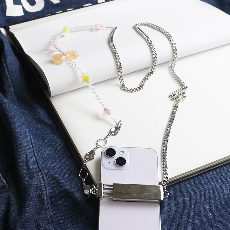 Bow Knot Bead Phone Clip Universal Heart Shape Pearl Messenger Strap Phone Case Accessories