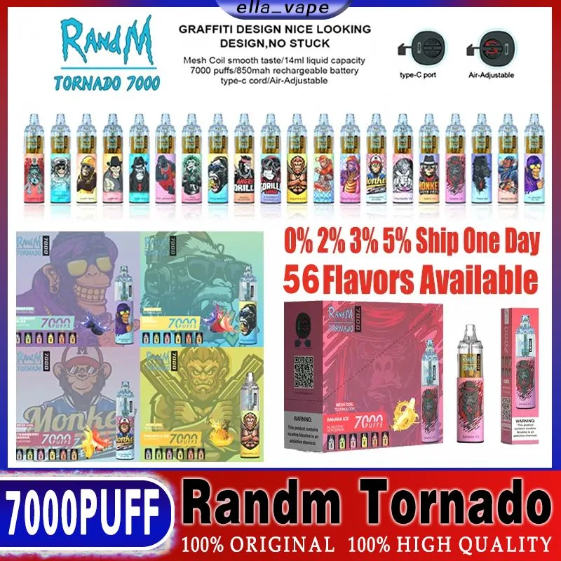 Wholesale Randm Gorilla Vapor Tornado 7000 Puffs Disposable Vape Vaporizer