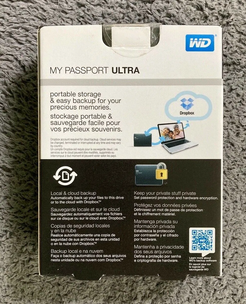 Wd My Passport Ultra 500GB Portable External USB 3.0 Hard Drive Autocloud Backup