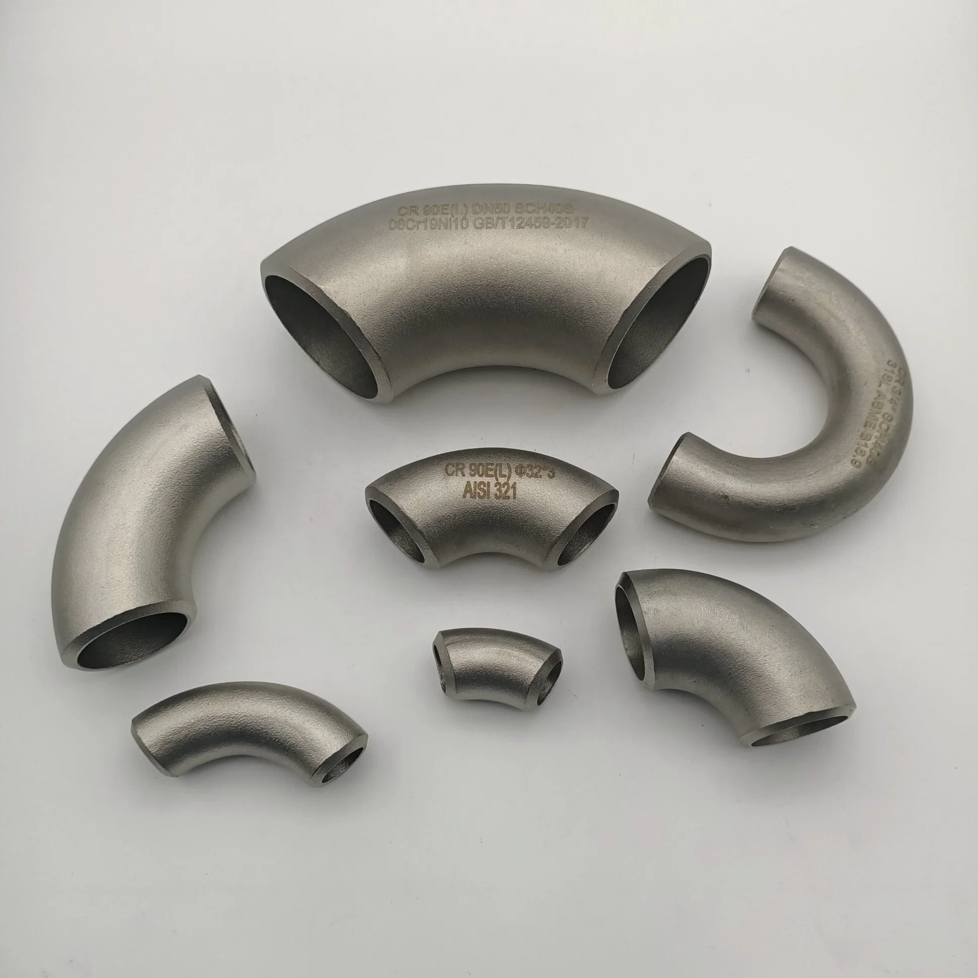 ASTM A234 45/60/90/180 High Pressure Degree Welded Stainless Steel Multi Punched Butt Weld Pipe Fitting Elbow Bend