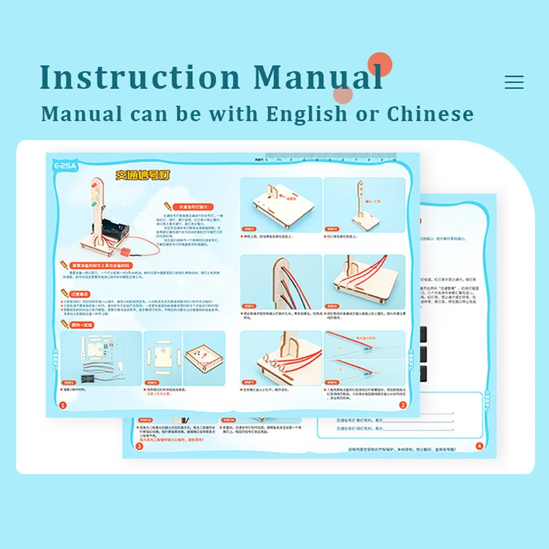 Custom DIY Wooden Electric Circuit Traffic Lights Montessori Educational Toys for Kids