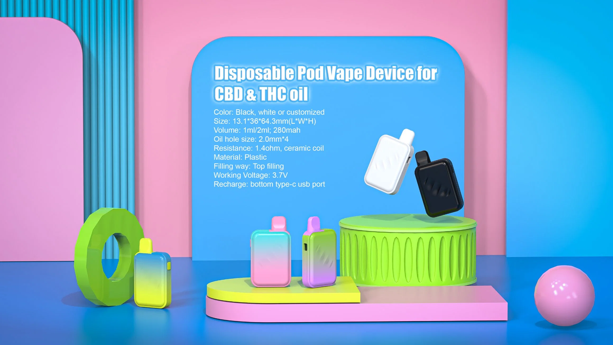 E Accesorios CIG D8 /HHC/Thco Gumias comestibles en Stock in EE.UU. Almacén desechable E cigarrillo vacío recargable VAPE Pen 2ml 1ml Caja de cartuchos VAPE