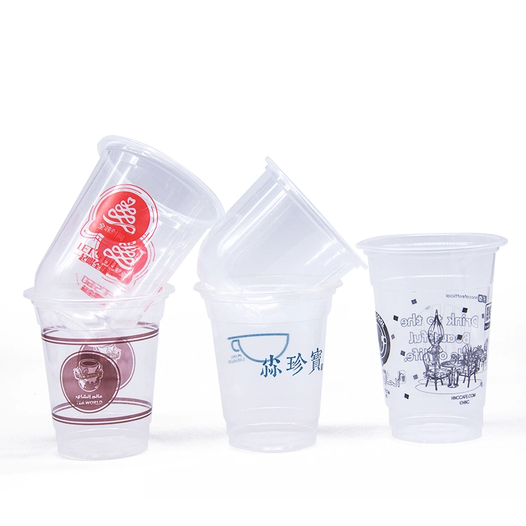 Printing Customizable Pattern Logo Wholesale 500ml Disposable Plastic Juice Coffee Milk Tea Cup