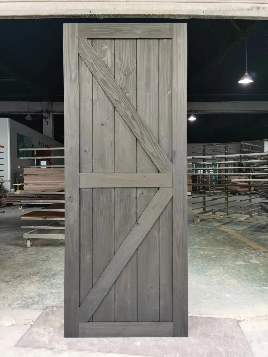 Stained Solid Knotty Pine Wood Sliding Barn Door for Kitchen Room