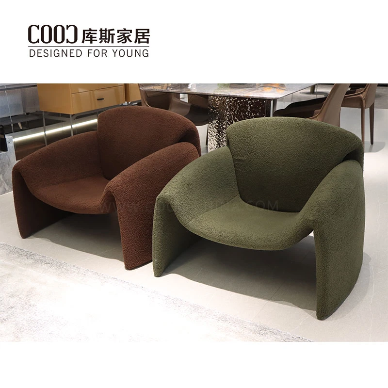 Modern Green Teddy Boucle Fabric Velvet Leather Single Leisure Lounge Arm Chair Designer Accent Le Club Chair for Home Living Room Furniture