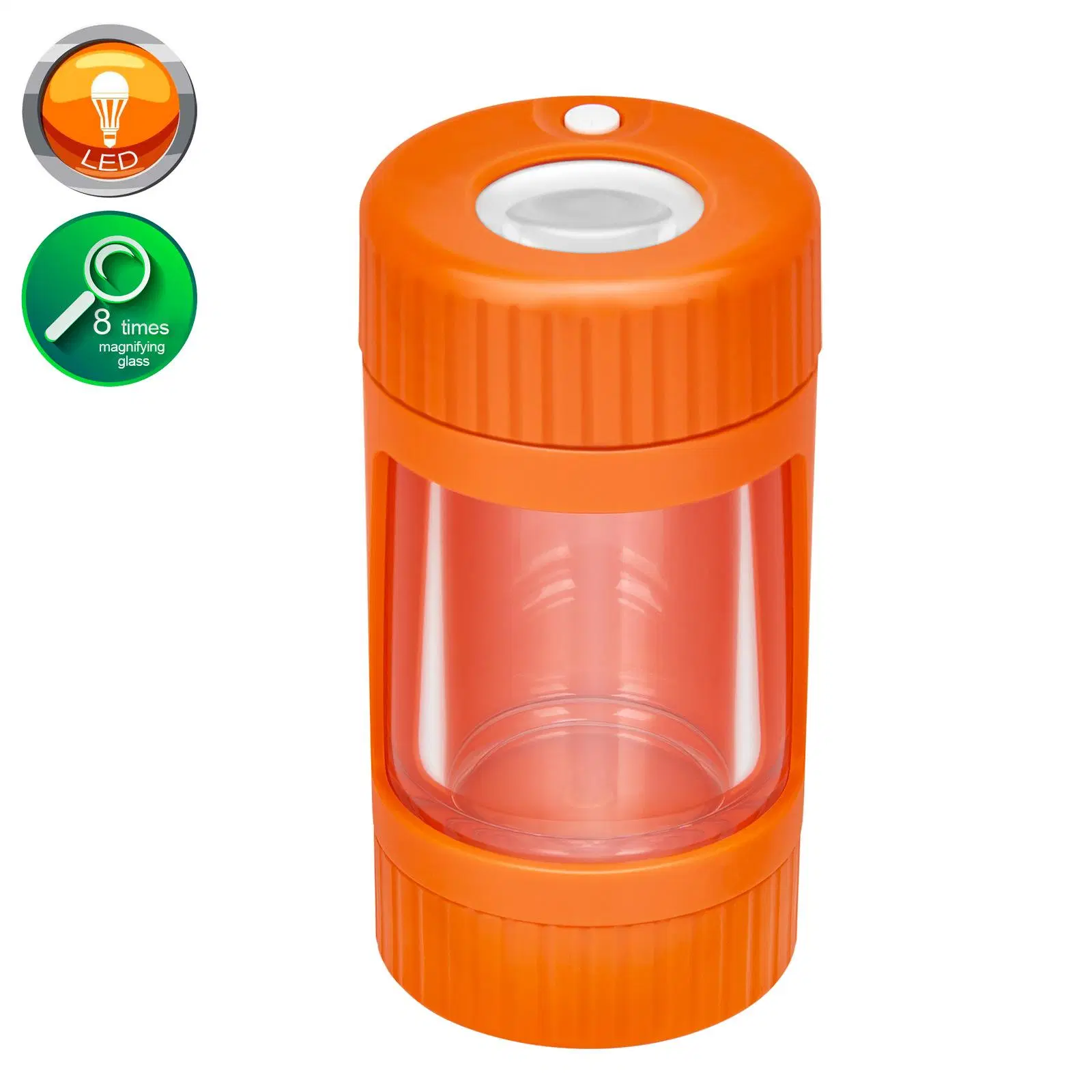 Smoking Accessory LED Glow Jar Storage Container with Bottom Grinder Glowing Vacuum Bottles 110ml