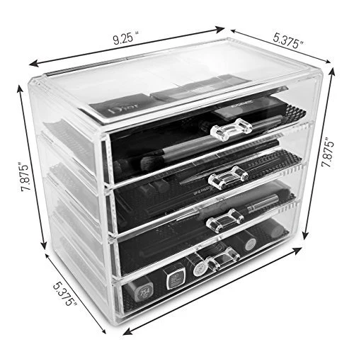 4 Large Drawers Acrylic Cosmetics Makeup and Jewelry Storage Display Case