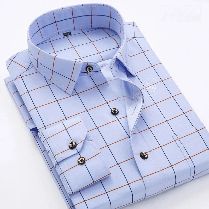Wholesale Fashion Casual Men's Long Sleeve Shirts Retailer Special Men's Clothing Classic Print Youth Slim Shirt