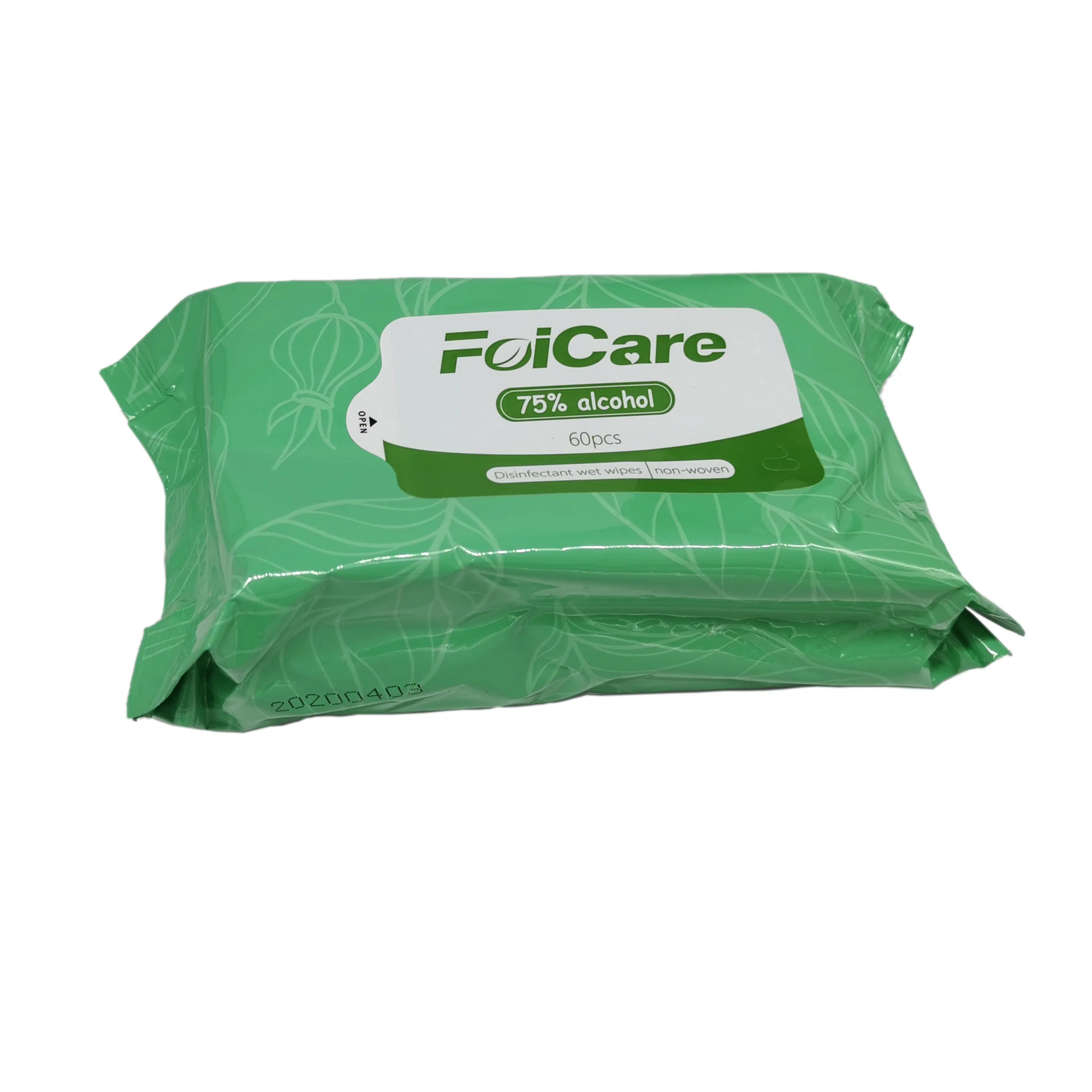 Medical Hospital Spunlace Nonwoven 75% 60-PCS Pack Hand Alcohol Disinfectant Wipes Surface