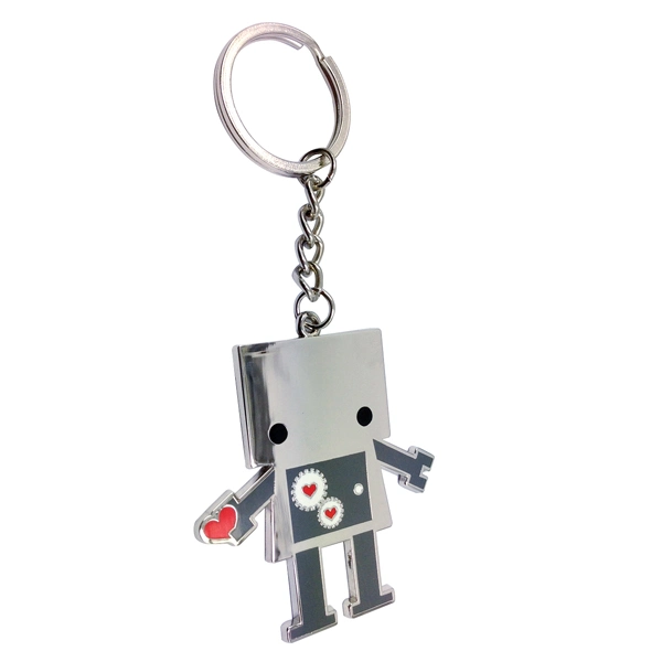Factory Customized Nickel Silver Plated High Quality Metal Alloy Hard Enamel Promotional Gift Keyring Wholesale Fashion Robot Present Giveaways Keychain