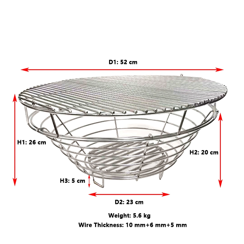 Stainless Steel BBQ Grill Grate/Ash Charcoal Basket Suit for Kamado Joe