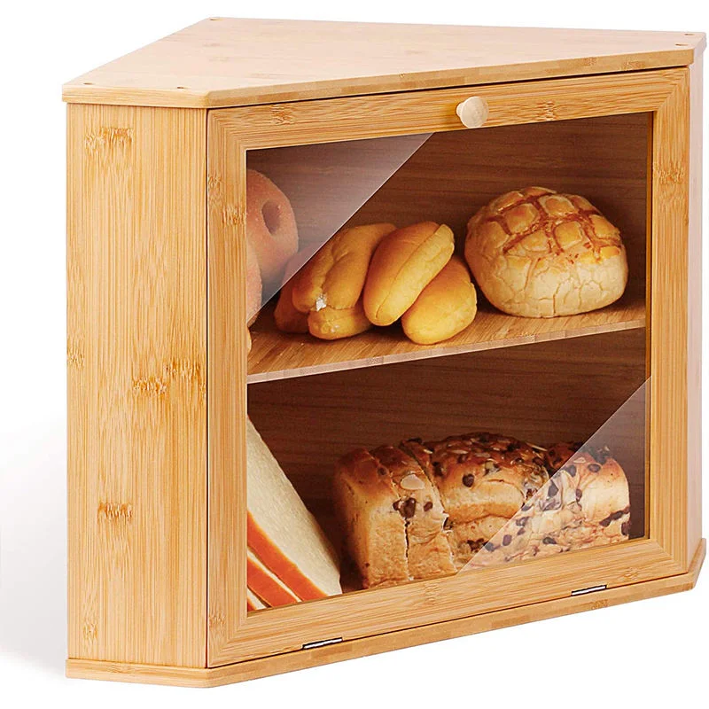 Eco-Friendly Wooden/Bamboo Kitchen Box with Clear Window for Food/Bread/Tableware/Tools Storage