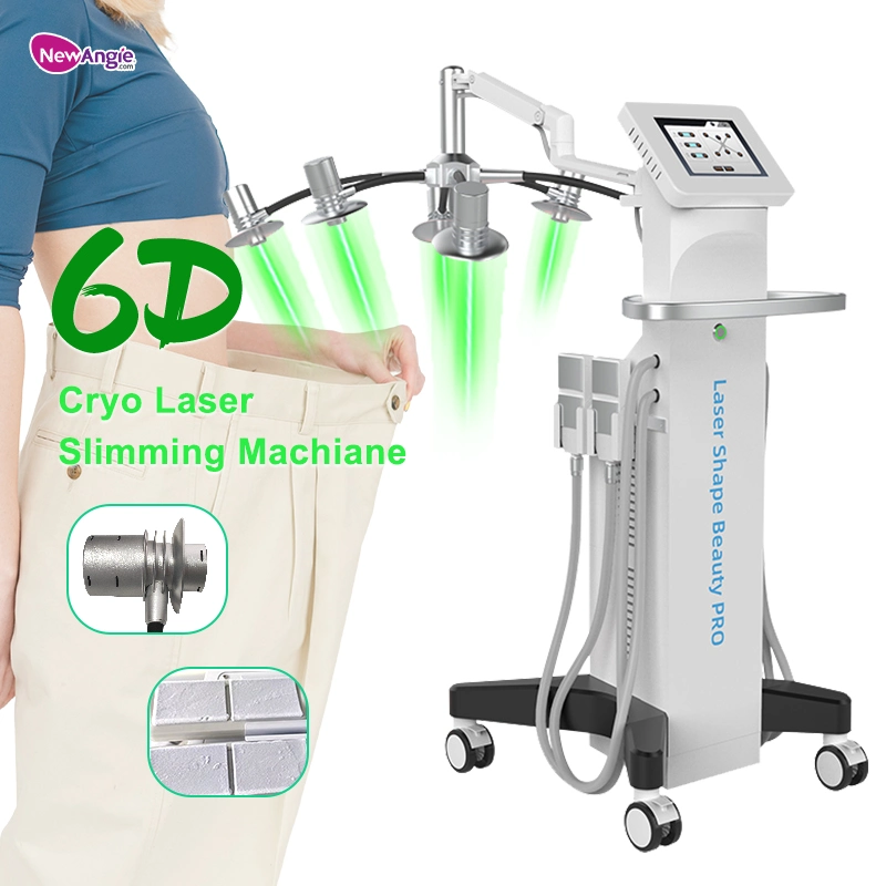 Élimination de la graisse corporelle amincissante 6 en 1 160MW Cryo Cold Light Green EMS Lipolysis 6D Lipolaser Lipolsis Machine minceur professionnelle au laser 6D