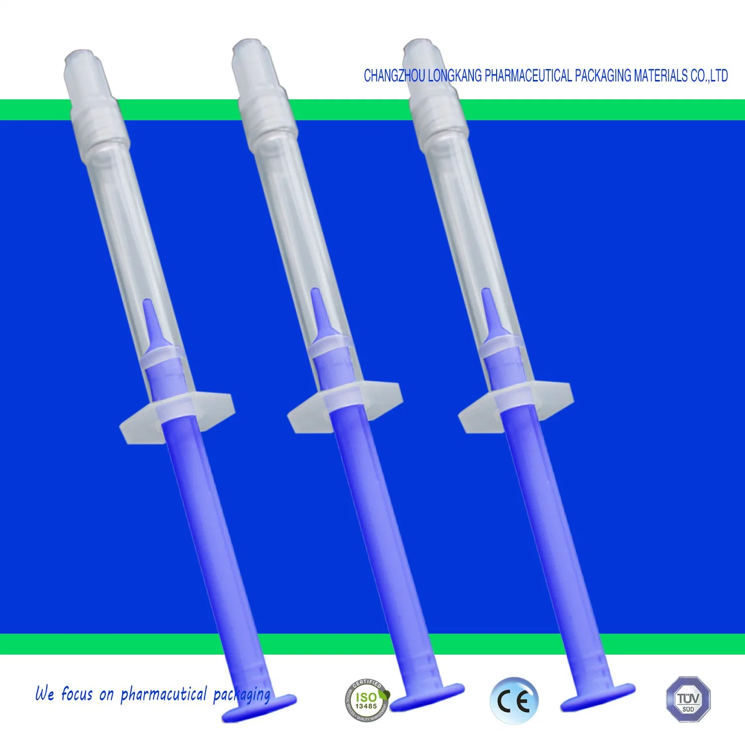 Prefillable Jeringa con el color azul