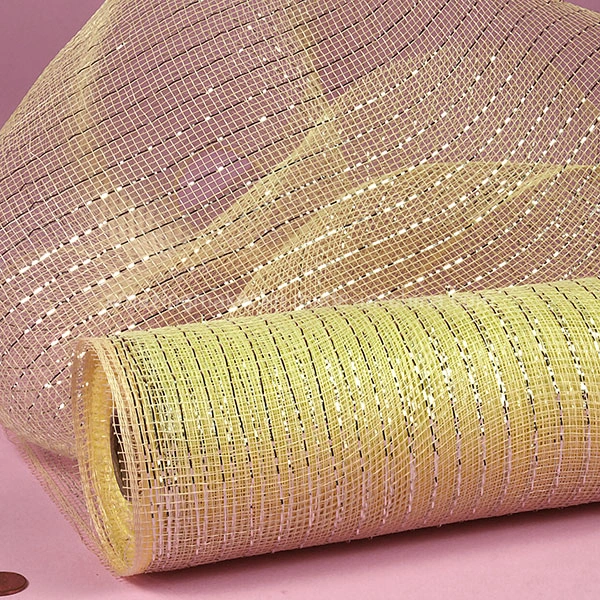 Metallic Threads in Floral Wrapping Deco Mesh