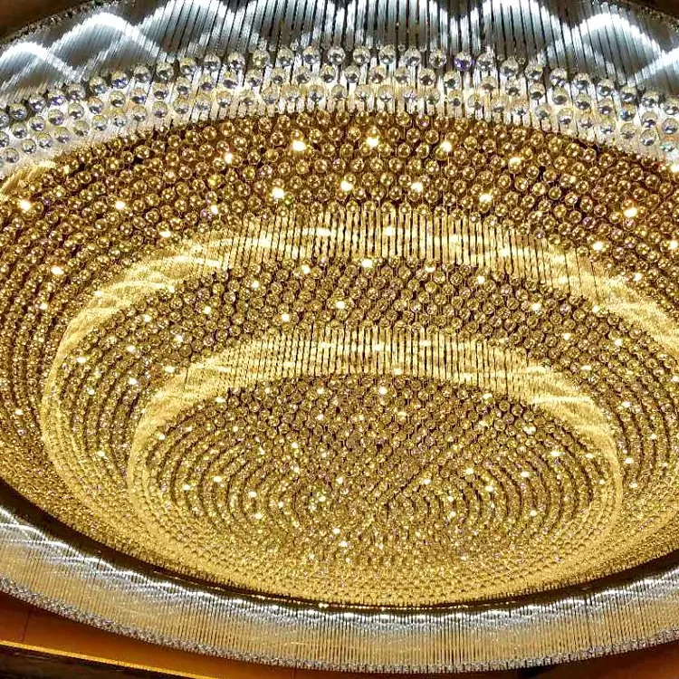 Hôtel Lobby Escalier intérieur Projet personnalisé Verre Rond Plafonnier LED Lustre