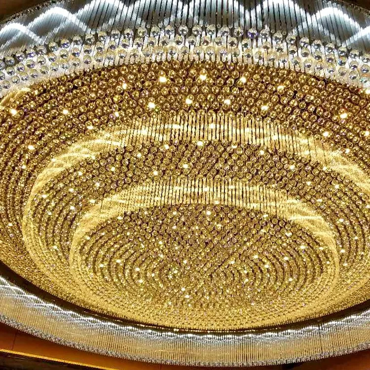 Hotel Lobby Indoor Staircase Custom Project Glass Round LED Ceiling Chandelier Lamp