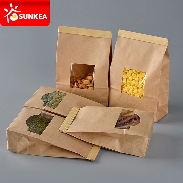 Sunkea Wholesale Eco-Friendly Food Grade Biodegradable Shopping Printing Kraft Paper Packaging Custom Printed Packaging Bag Paper Bag