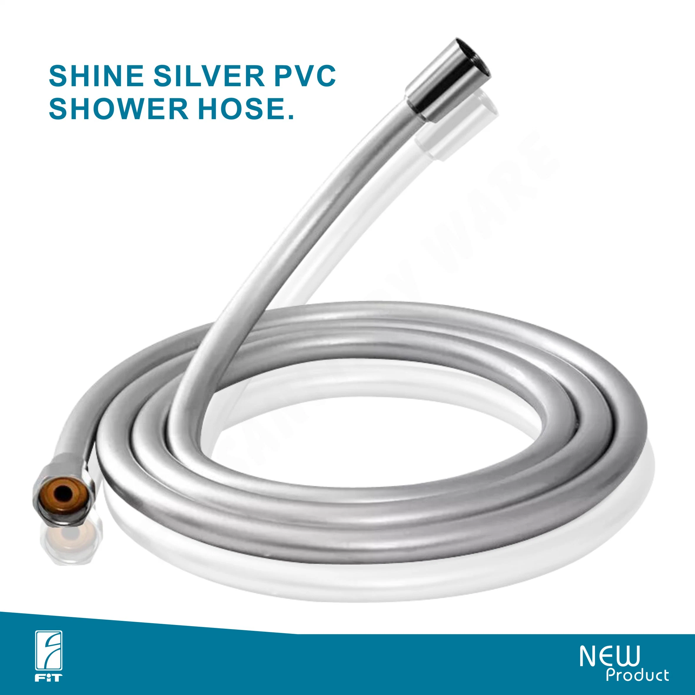 Shine Silver PVC Plastic Flexible Shower Hose Pipe Tube