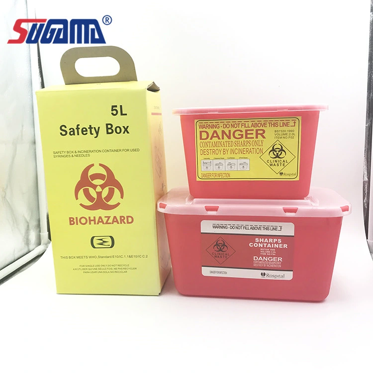 5 Liter Square Plastic Medical Disposable Sharps Container