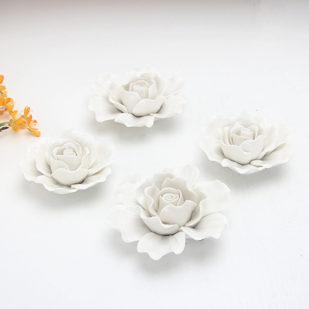 F001W Wholesale/Supplier Ceramic Flowers White Hand Made Flower Porcelain Wall Decor Craft Flores De Pared