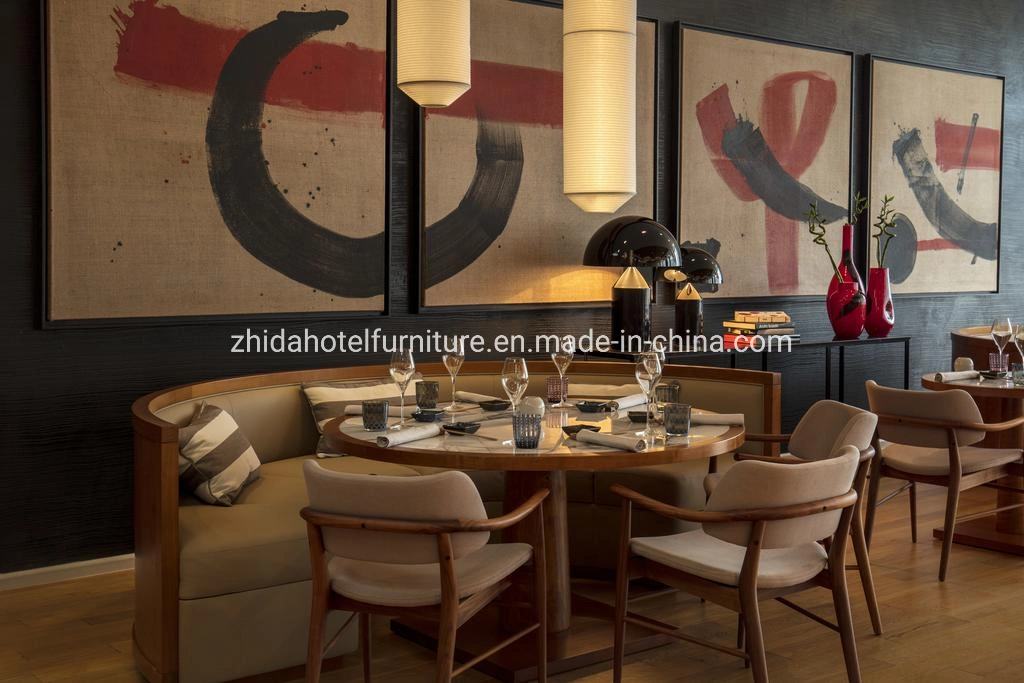 Round Shape Booth Sofa with Round Wooden Table for Modern Hotel Restaurant