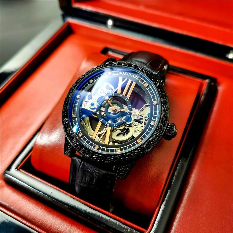 Tourbillon Automatic Mechanical Watch Brand Luxury Fashion Handsome Waterproof Luminous Watch.