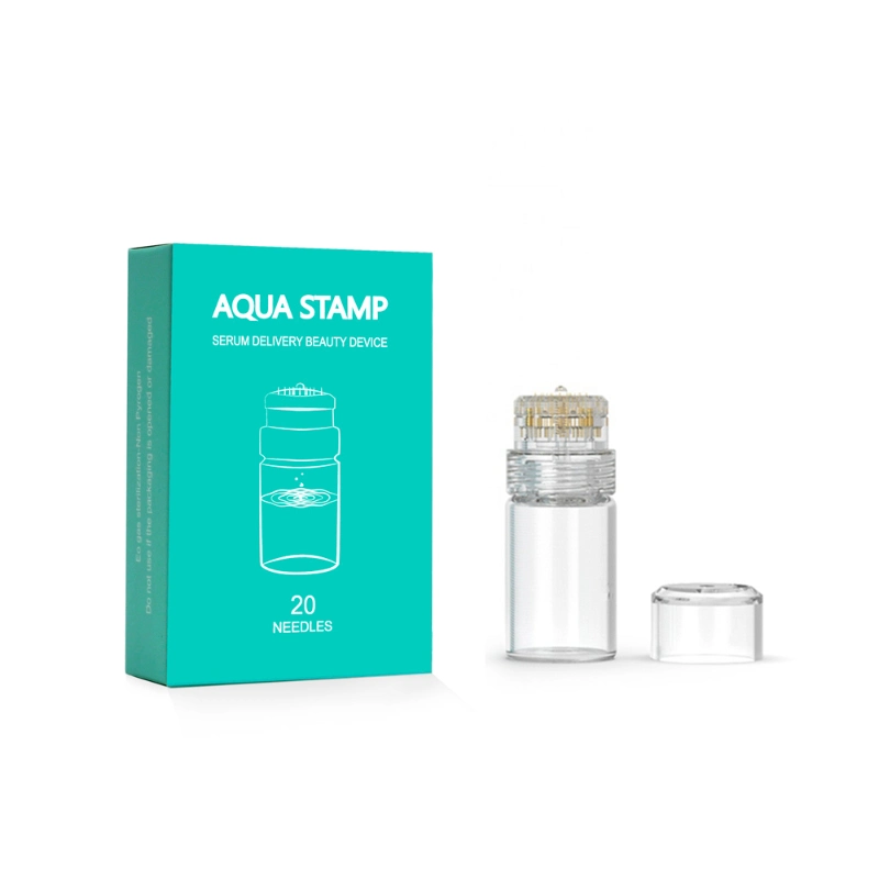 Aqua Gold Fine Touch 20 Needles Medical Derma Stamp Wtih Glass Amouple Vial