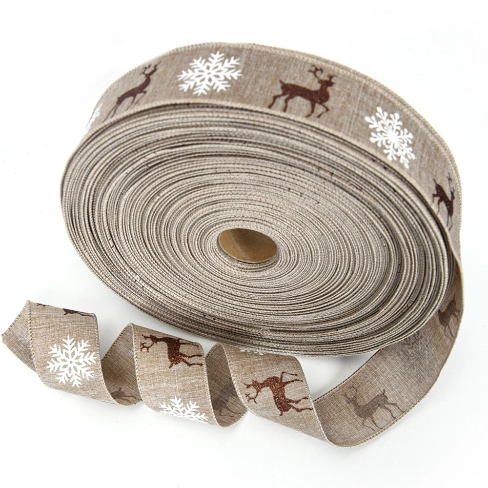 Natal burlap Ribbon Snowflake Elk Santa Árvore de Natal decoration Ribbon