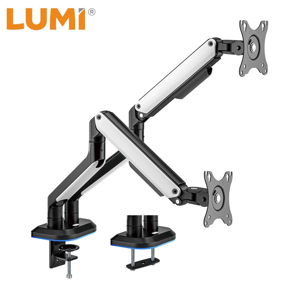 China New Arrival Cheap Single Monitor Arm Adjustable Desk Mount with RGB Lighting for 17"-32" Computer Screens