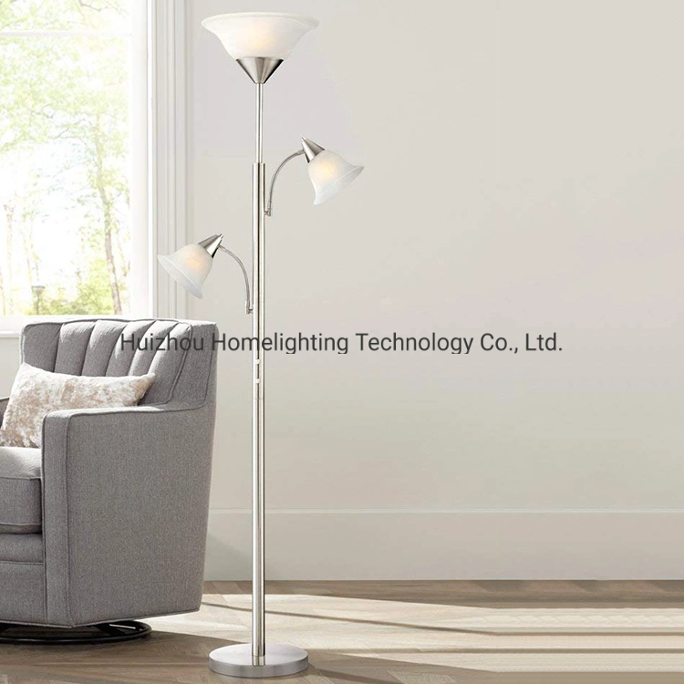 Jlf-433 Modern Goose Neck Torchiere Floor Lamp with Adjustable Side Lamp