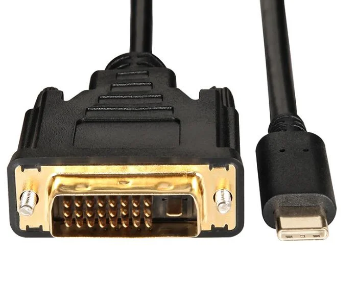 Chapado en oro de puertos USB Tipo C a DVI Cable Adaptador macho a macho