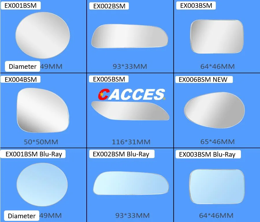 مرآة سيارة ذات نقطة عمياء مضادة للاندزالات، مرآة إخفاء قابلة للضبط المستطيلة ممتدة الرؤية، مرآة الرؤية الخلفية المحدبة للزجاج الأزرق عالي الدقة، عدسة النقاط الخفية بلا إطار فائقة النحافة