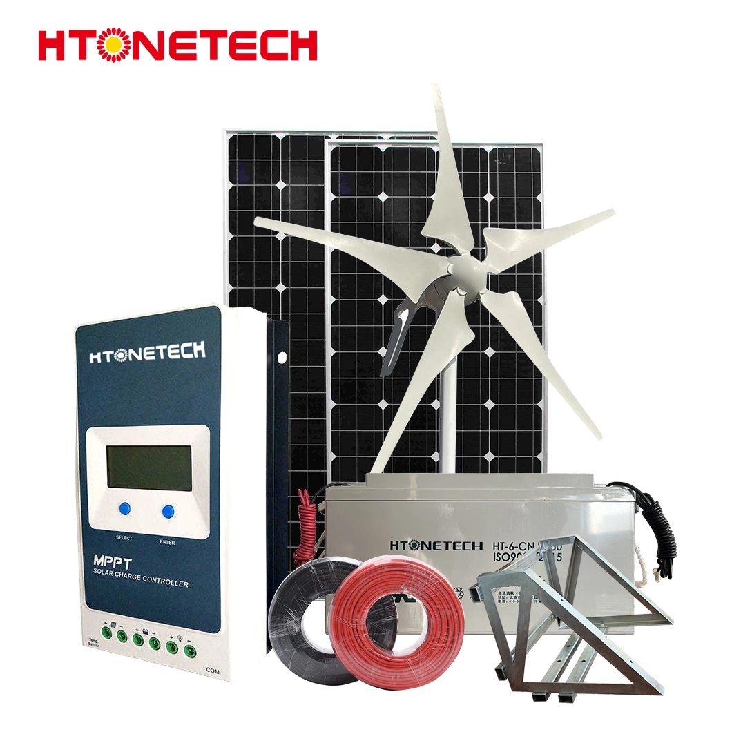 Htonetech monokristalline 24V 320W Solarpanel Hersteller Outdoor Solar Power System 1000W China Windstromversorgung des Netzsystems mit Kompakte Windenergieanlage