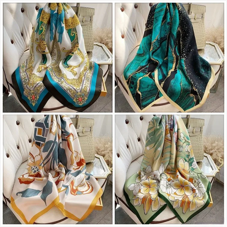 18 Momme High quality/High cost performance  Satin Silk Fancy Scarf for Ladies