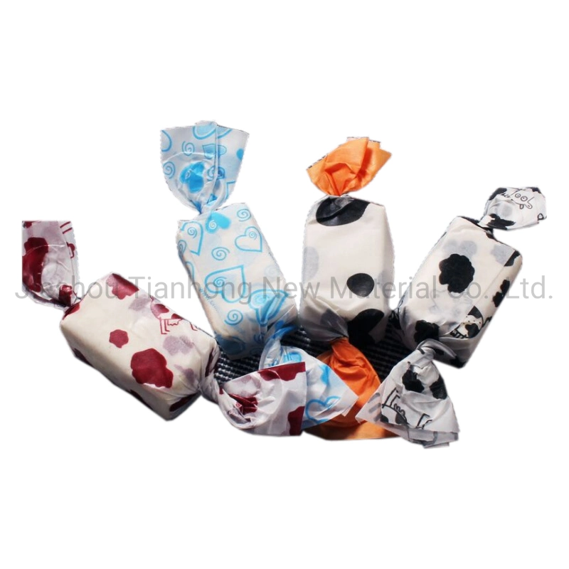 Embalaje de productos de confitería de cera de torsión de papel impreso Candy Wrapper Rollo de papel de embalaje de papel Rollo Papel plastificado para golosinas Chicles Embalaje Embalaje papel