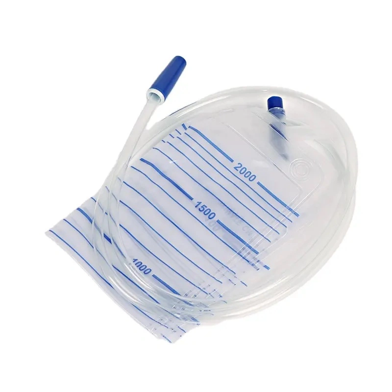 Disposable Medical PVC Sterilize Pull Push /T Valve Urine Bag with CE/ISO