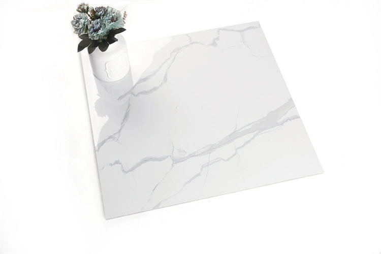 Vente chaude Carrelage en céramique brillant 60X60 pour sol Carreaux de porcelaine en marbre blanc standard.