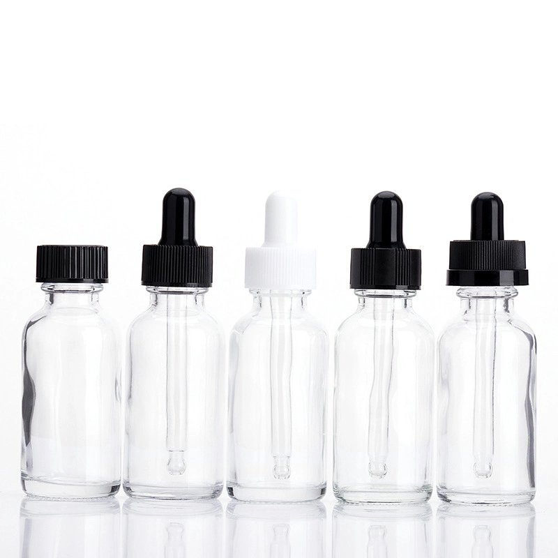 Wholesale Boston Essential Oil Bottle 30ml 50ml 60ml Clear Transparent Glass Dropper Bottle