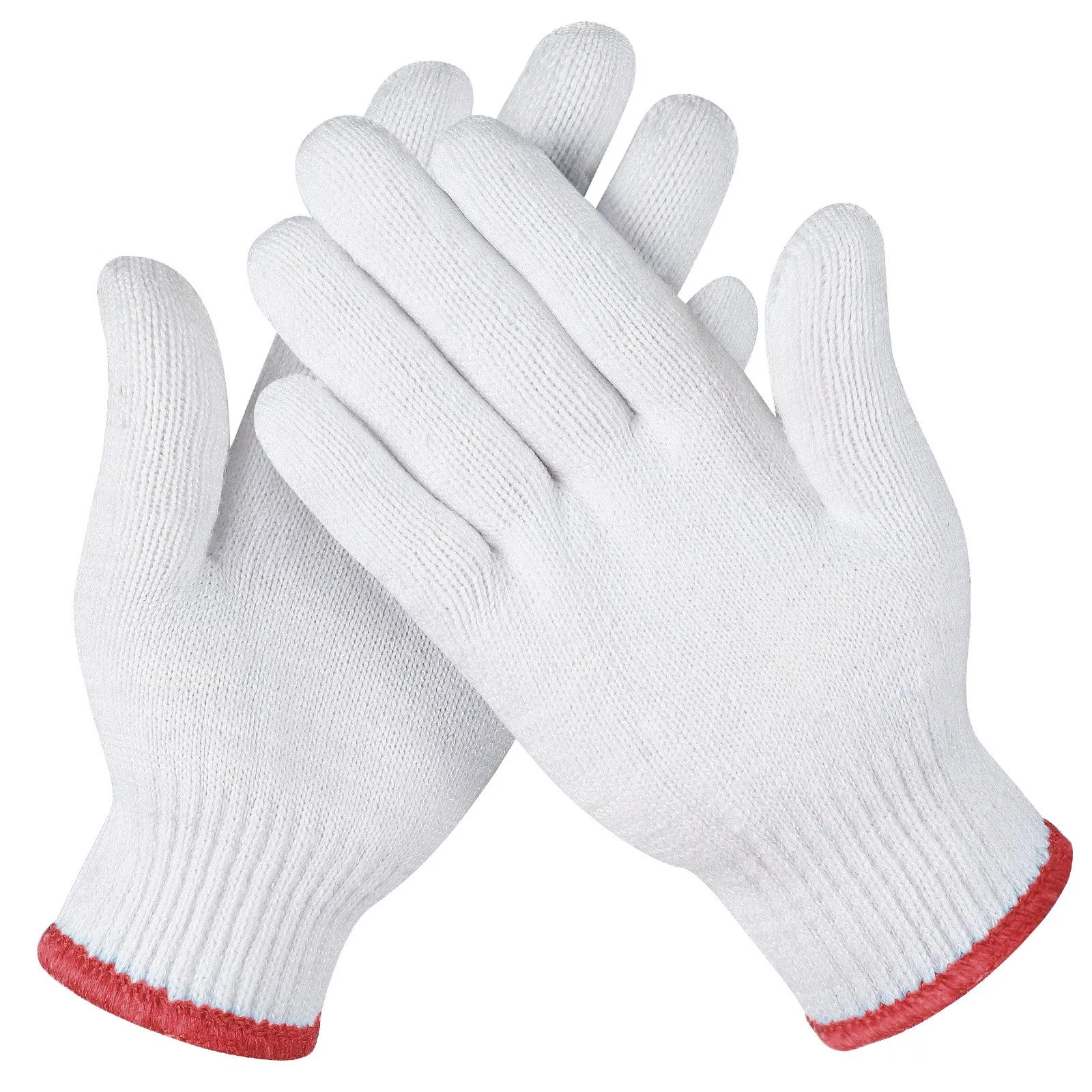 Gants de travail en coton blanc tricoté de sécurité, gros en Chine, 7/10 jauge, industriels/construction Guantes