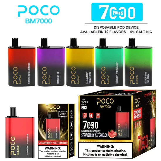 Crazy Selling Disposable/Chargeable Vape Pen 7000puffs Poco Bm7000 Ecig Disposable/Chargeable Vape