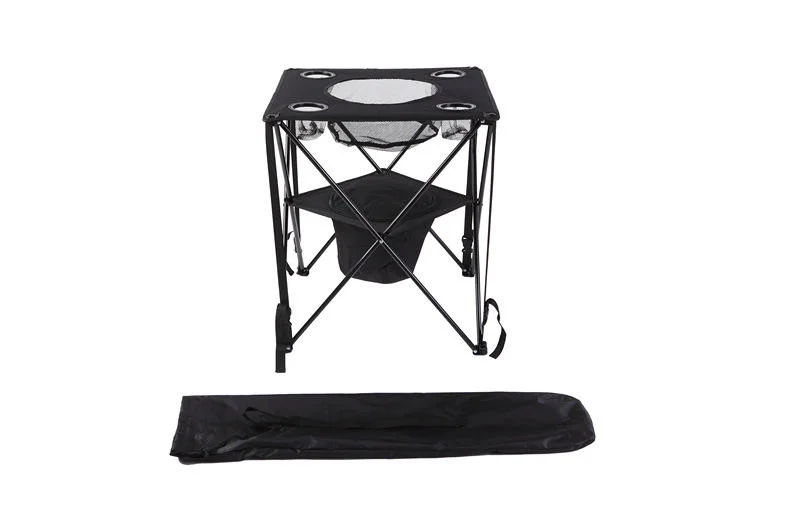 Portable Outdoor Beach Picnic Leisure Table Cup Holder Mesh Bag Folding Camping Table