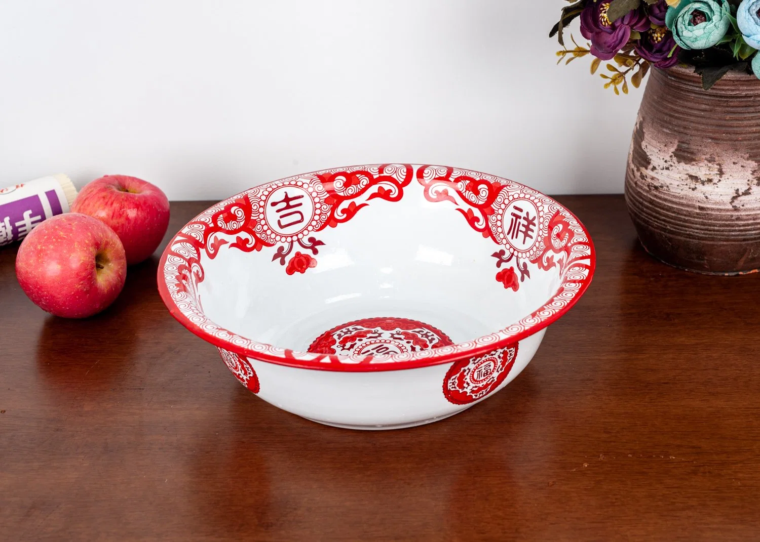 Hight Quality Traditional Chinese Flowered Enamel Wash Basin/Deep Basin