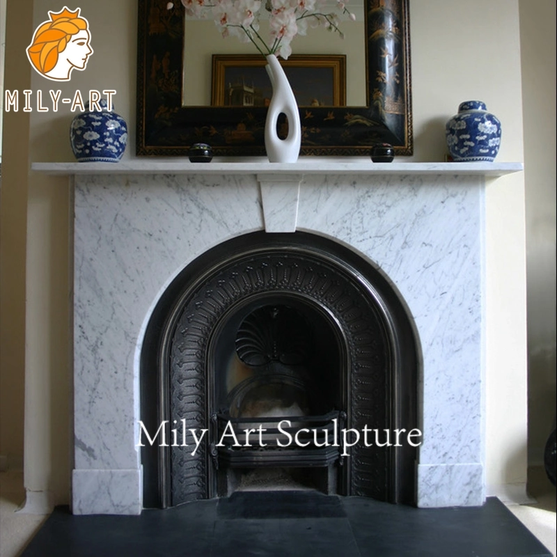 Victorian Style Hand Carved Natural Stone Marble Fireplace Sculpture