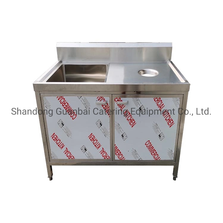 Factory Made Commercial Kitchen Sink Stainless Steel Sink Cabinet with Debris Hole for Hotel and Restaurant