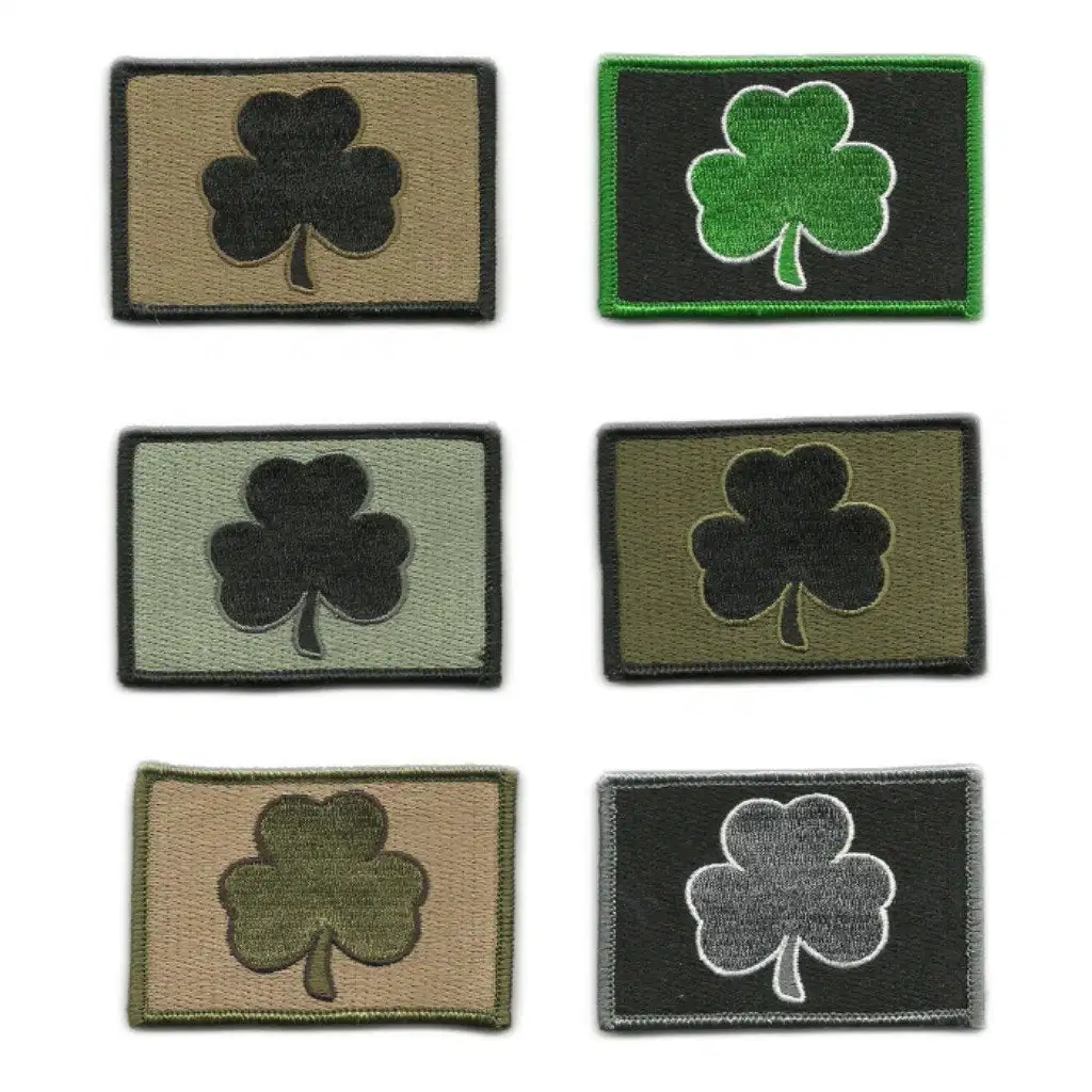 Ausgezeichnete Qualität Irish Clover Dunkelgrün Bestickte Blatt Patch Glücklich Schamrock Eisen-auf Klee/Irisches taktisches Patch Emblem