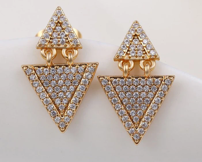 Shiny Crystal Triangle Earring Unique Design Jewelry