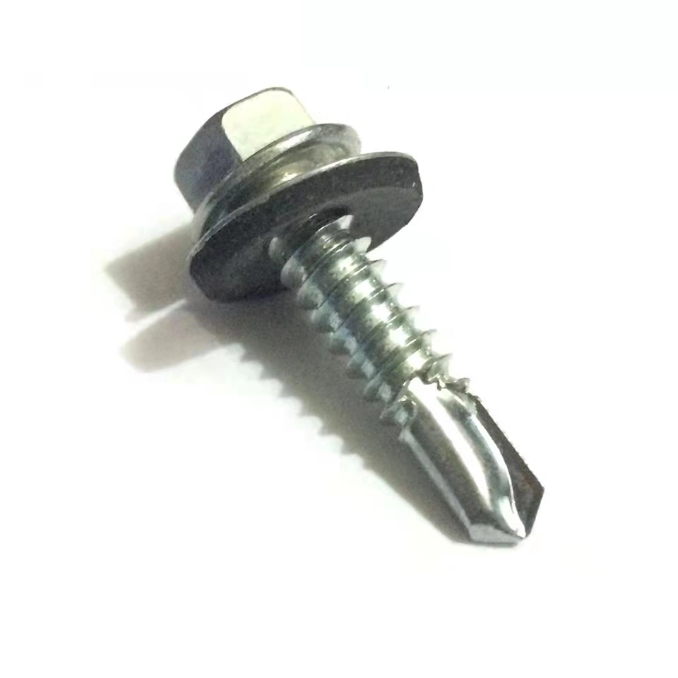 China High-Quality Metal Self-Tapping Thread Screw Manufacturer Custom M1/M6 Drilling Hex Head Self-Tapping Self-Drilling Roofing Screw with Washer